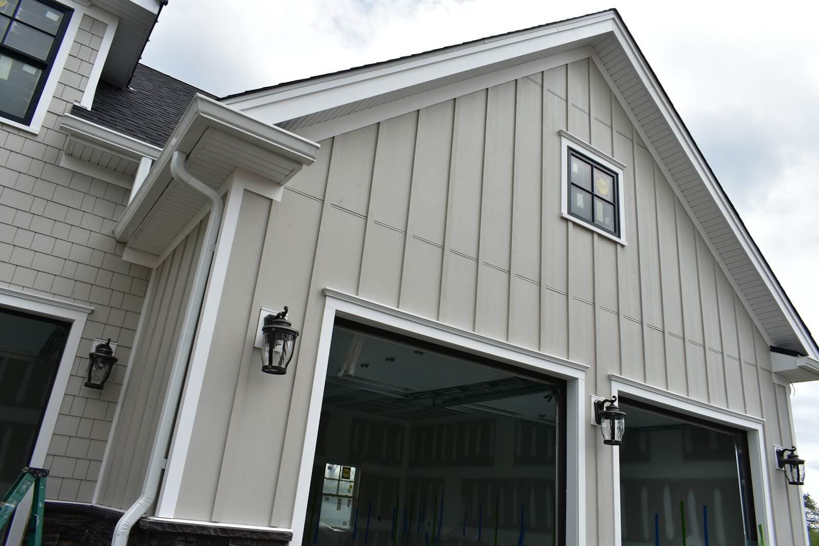Board and batten siding on a home exterior
